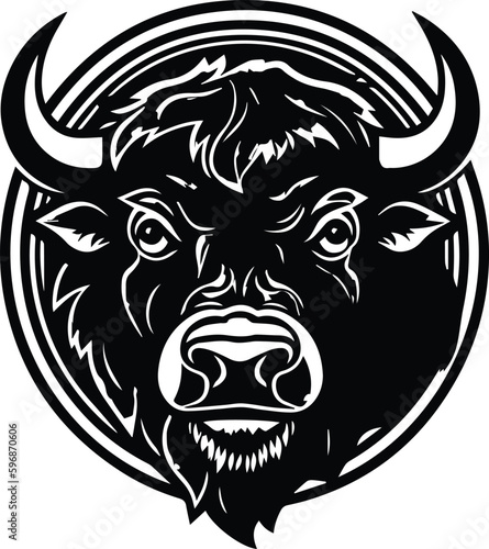 Bison Logo Monochrome Design Style 