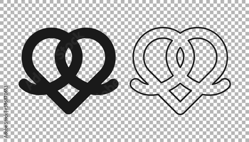 Black Pretzel icon isolated on transparent background. German comfort food pastry. Oktoberfest festival. Vector