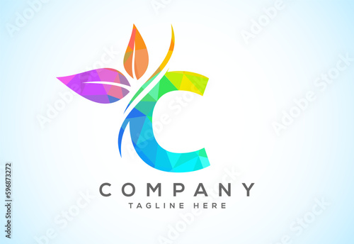 Free Download Polygonal alphabet with two leaves. Low poly eco-friendly logo concept. Logo for ecological - GFXLoad