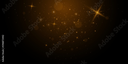 Shiny particle effect. Vector sparkles on a black background. Christmas light effect. Shiny magical dust particles. Sparks of dust and stars shine with a special light.