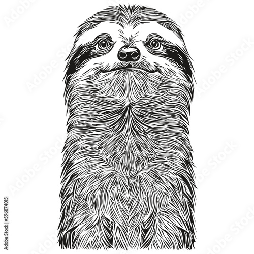 Funny cartoon Sloth, line art illustration ink sketch Sloths