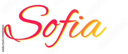 Sofia - red and yellow color - female name - ideal for websites, emails, presentations, greetings, banners, cards, books, t-shirt, sweatshirt, prints

