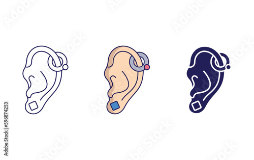 Outline Ear piercing vector icon