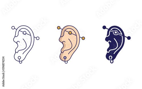 Outline Ear piercing vector icon