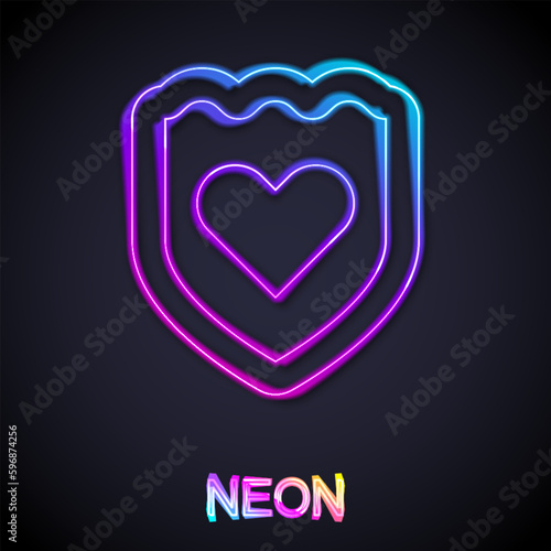 Glowing neon line Immune system icon isolated on black background. Medical shield. Vector