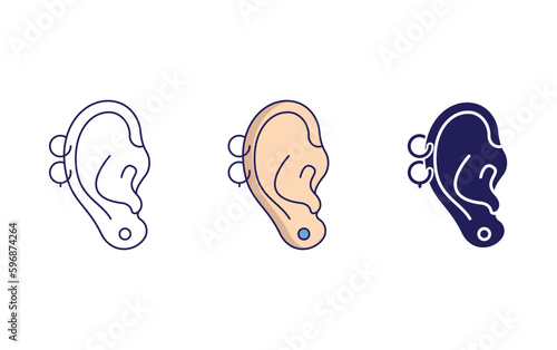 Outline Ear piercing vector icon