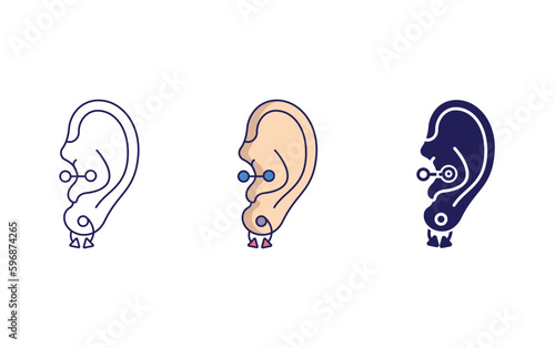 Outline Ear piercing vector icon