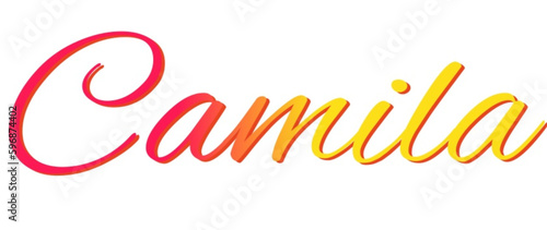 Camila - red and yellow color - female name - ideal for websites, emails, presentations, greetings, banners, cards, books, t-shirt, sweatshirt, prints
