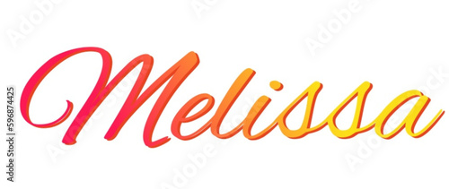 Melissa - red and yellow color - female name - ideal for websites, emails, presentations, greetings, banners, cards, books, t-shirt, sweatshirt, prints
