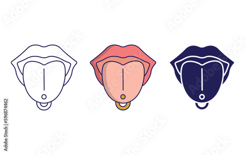 Outline Toung piercing vector icon