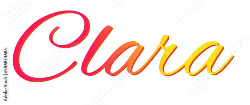 Clara - red and yellow color - female name - ideal for websites, emails, presentations, greetings, banners, cards, books, t-shirt, sweatshirt, prints	
