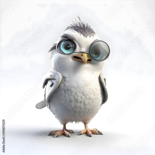 Penguin wearing eyeglasses and looking at the camera.
