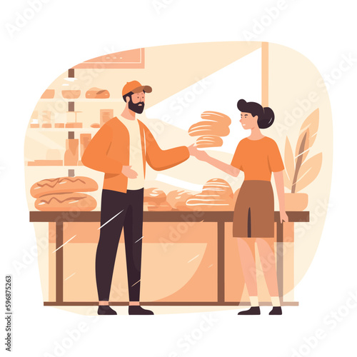 couple in bakery shop scene