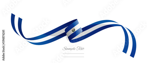 Salvadoran flag ribbon vector illustration. El Salvador flag ribbon on abstract isolated on white color background