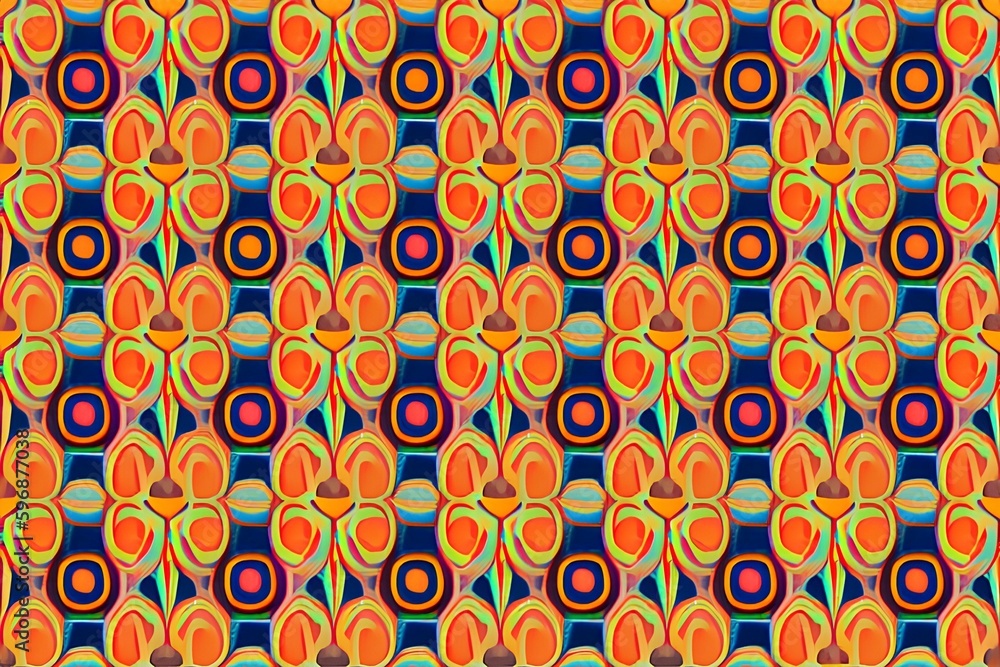 70's Retro Seamless Pattern. 60s and 70s Aesthetic Style - generative ai