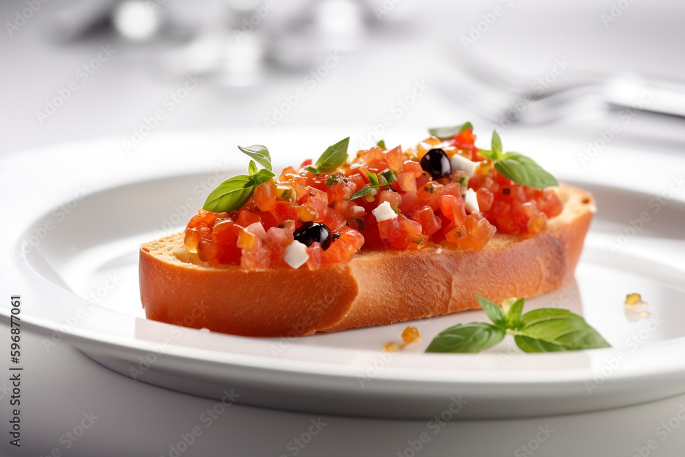 Bruschetta close up created by generative AI Bruschetta close up created by generative AI