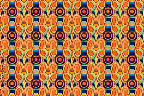 70's Retro Seamless Pattern. 60s and 70s Aesthetic Style - generative ai
