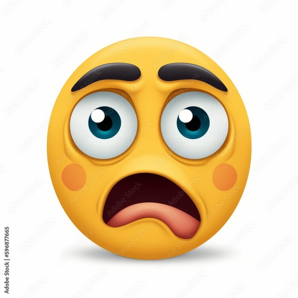 A digital illustration of a yellow emote face. Generative AI. 