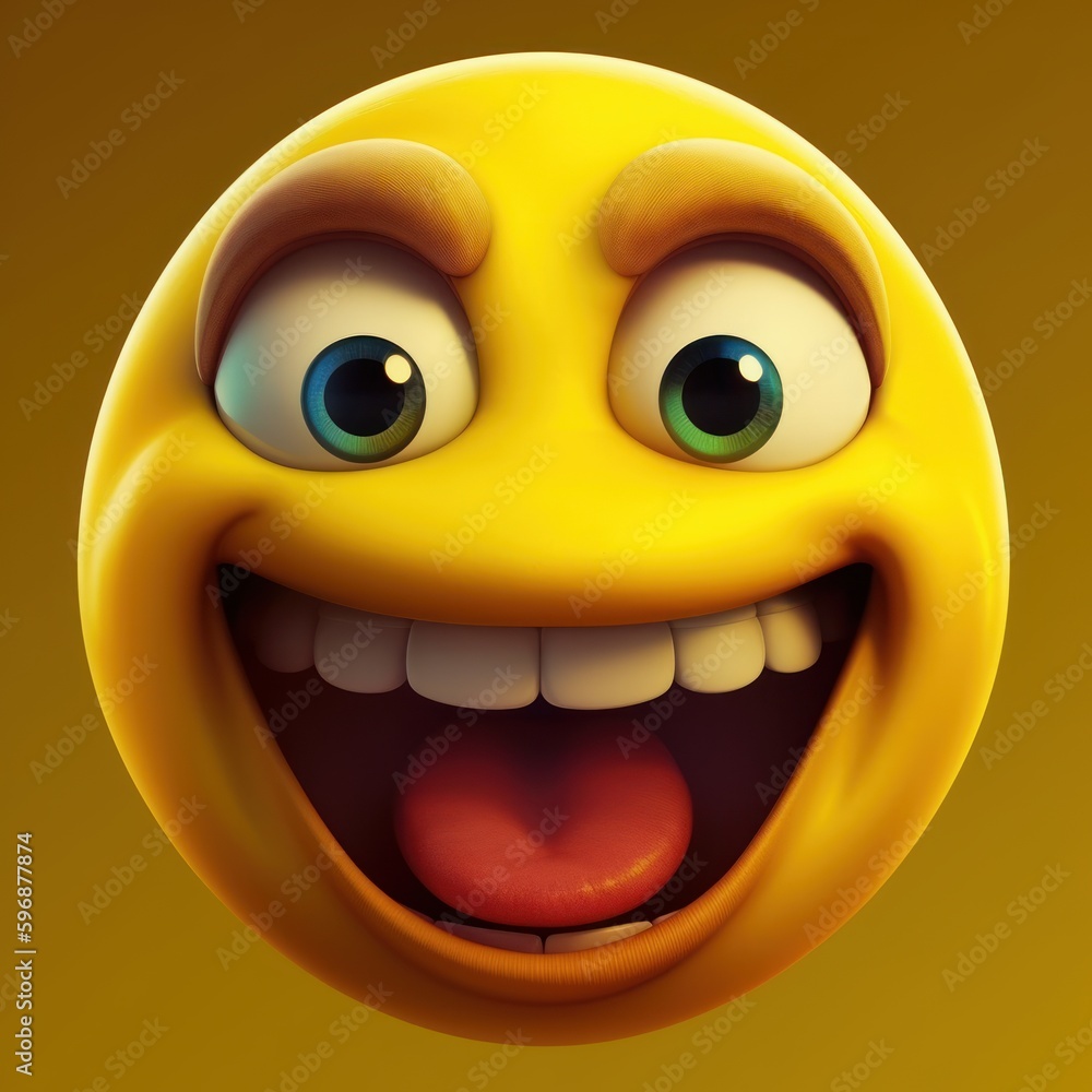 A digital illustration of a yellow emote face. Generative AI. A digital illustration of a yellow emote face. Generative AI.