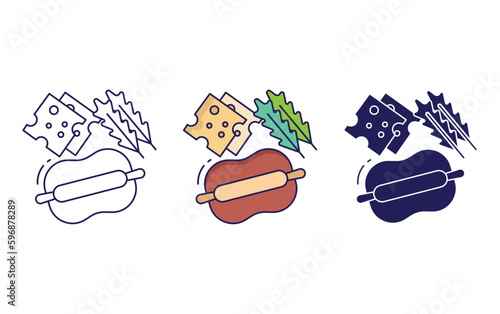 Outlineddough kneading pizza vector icon