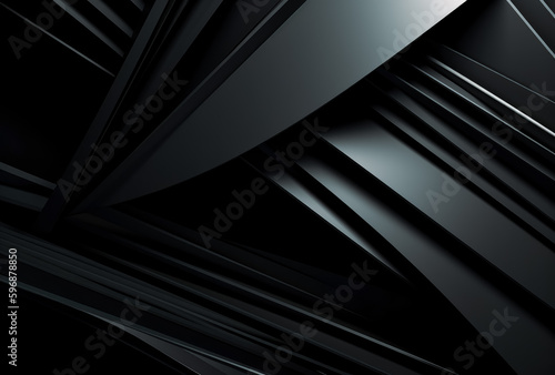 A dark grey and black background, black carbon fiber texture, in the style of metal compositions, black and white stripes, and shapes. Generative Ai.