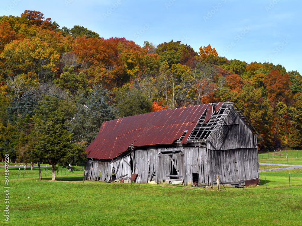 Appalachian Barn With Damaged Roof and Side Appalachian Barn With Damaged Roof and Side