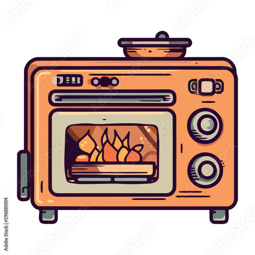 Modern stove heats meal in comfortable kitchen
