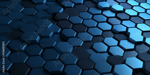 Full Frame Of Abstract Pattern  blue cells  polygons