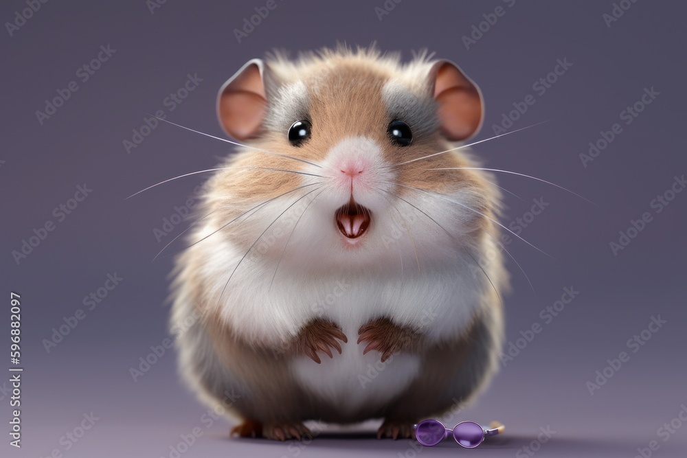 Funny cute surprised hamster close up. AI generated, human enhanced