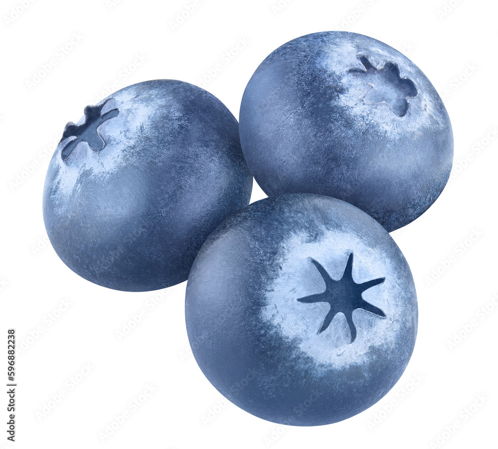 Three delicious blueberries cut out Three delicious blueberries cut out