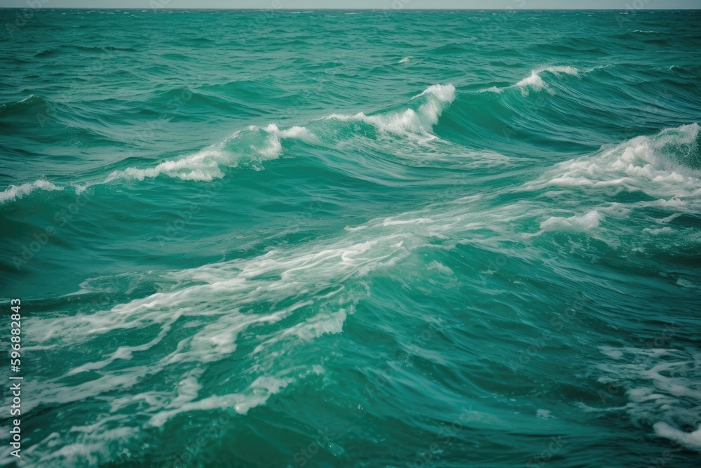 Fototapeta premium stormy ocean with waves crashing against rocks. Generative AI