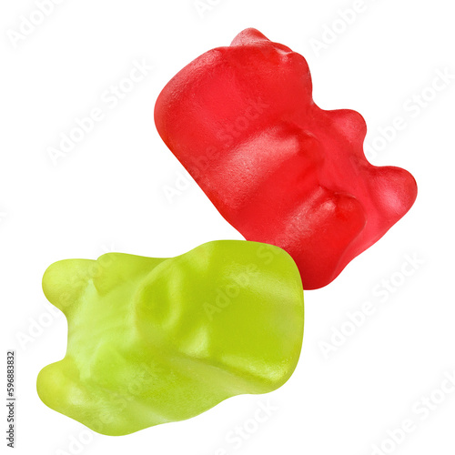Two delicious jelly gummy bears cut out