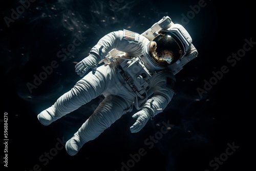 Astronaut floating in space found alone. Generative AI
