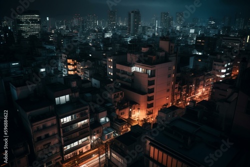 Tokyo night scenery brimming with light. Generative AI