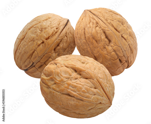 Three delicious walnuts cut out
