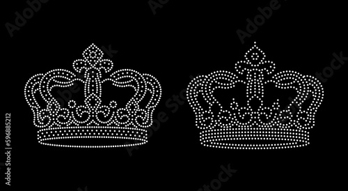 set of royal crowns appliqué with small rhinestones 180x136 mm photo
