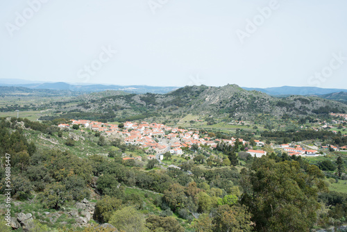 Aerial view of  small town from Monsanto  Portugal