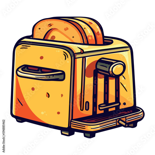 Toaster handle pops fresh bread for lunch