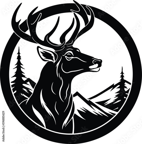 Fototapeta Deer Logo Monochrome Design Style