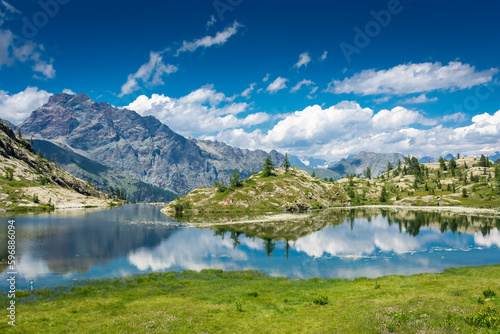 Beautiful lake in the Valley of Mount Avic, Aosta Valley, Italy