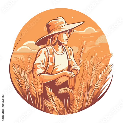 Farmers working hard, harvesting wheat in summer © Jemastock