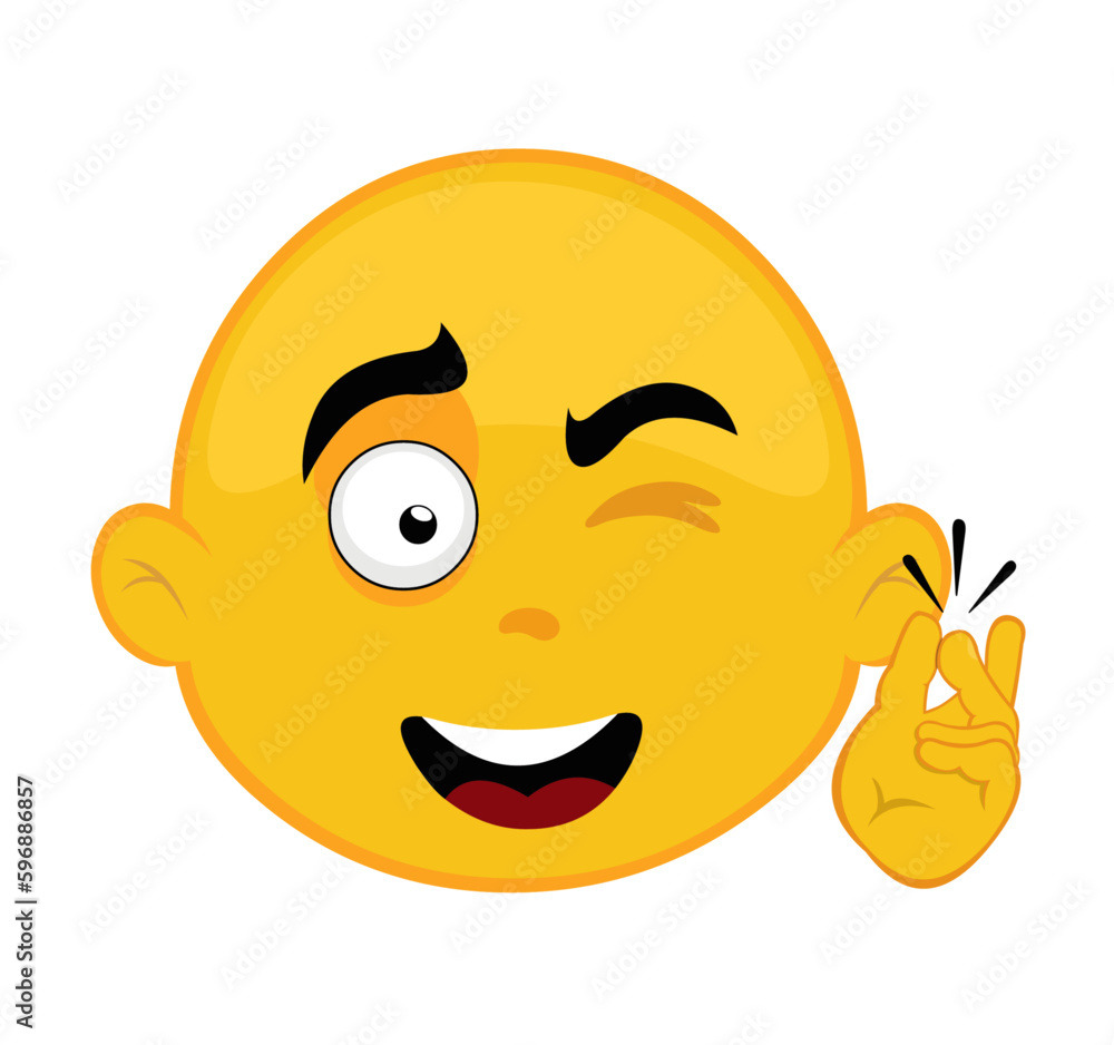 vector illustration face emoticon yellow cartoon character snapping fingers