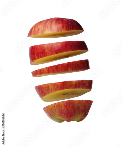 Obraz na płótnie Red apple sliced on white background, healthy food and nutrition concept. w salonie