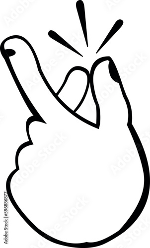 vector illustration of a hand snapping its fingers, drawn in black and white