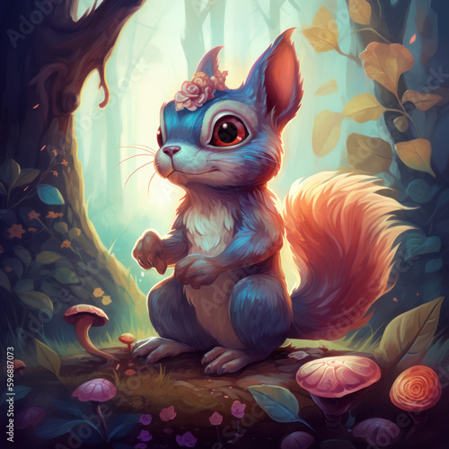 Cartoon Squirrel in a magical forest © Sven