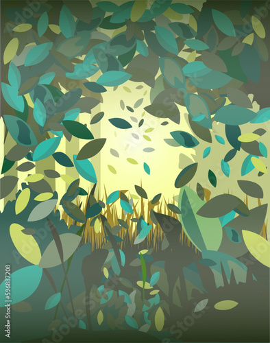 Illustration: Bunte Blätter im Wald