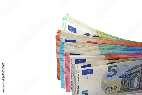 Isolated euro notes. photo