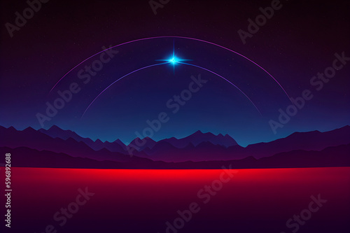 minimalistic dark night landscape with mountains before dawn, night mountains and sky with space for content, Generative AI