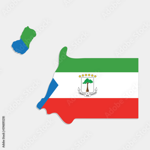 equatorial guinea map with flag on gray background