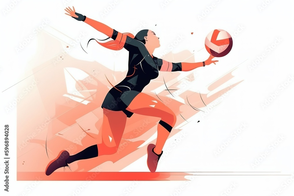 Woman volleyball player banner over white background. Generative AI